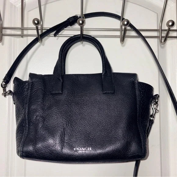 Coach Mini Riley Satchel Black Pebbled Leather Crossbody Bag 27923 - Picture 5 of 16